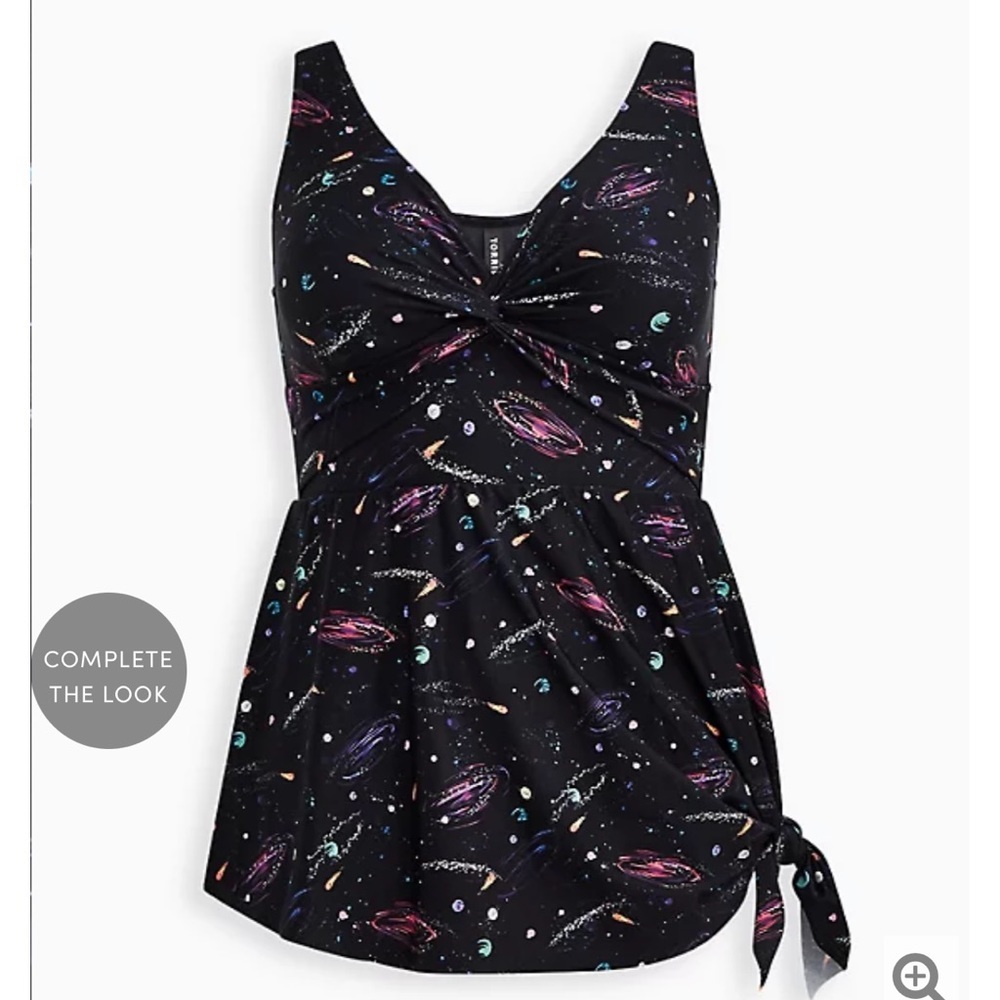 Torrid Galaxy Asymmetrical Tie Swim Dress - Picture 3 of 5